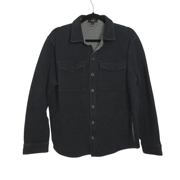 Vince Coastal Blue Double Knit Button Up Shirt Jacket Mens Large - Picture 2 of 7